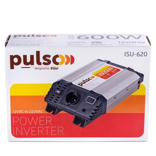 Перетворювач напруги PULSO/ISU- 620/12V-220V/600W/USB-5VDC2.0A/син.хвиля/клеми (ISU-620) ISU-620 фото