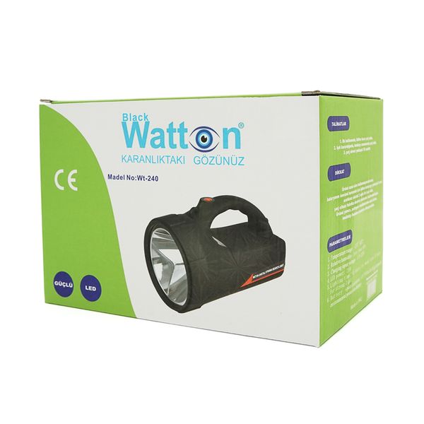 Ліхтар пошуковий Watton WT-240, 1LED T6, 20W, 3 режими, 7000mah, Black, IP40, СЗУ+АЗУ, 195х120х140мм, BOX WT-240 фото