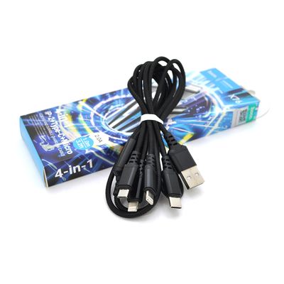 Кабель HOCO X76 USB-1 4 in 1 Micro/2*Iphone/Type-C, 2A, довжина 1м, Black, Box HOCO X76B-2Ip фото