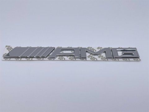 Емблема-шильдик напис AMG Mercedes-Benz (Мерседес) на кришку багажника 180*20 мм. Хром (Метал) meb027 фото товару