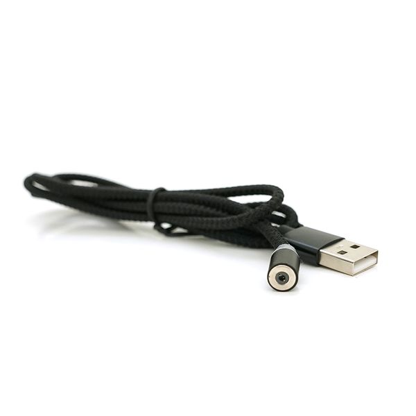 Магнітний кабель PiPo USB 2.0, 1m, 2А, тканинна оплетка, броньований, Black, OEM 18162 фото