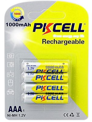 Акумулятор PKCELL 1.2V AAA 1000mAh NiMH Rechargeable Battery, 4 штуки в блістері ціна за блістер, Q12 PC/AAA1000-4BR фото