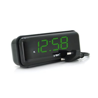 Електронний годинник VST-738, будильник, живлення від кабелю 220V, Green Light VST-738/G фото