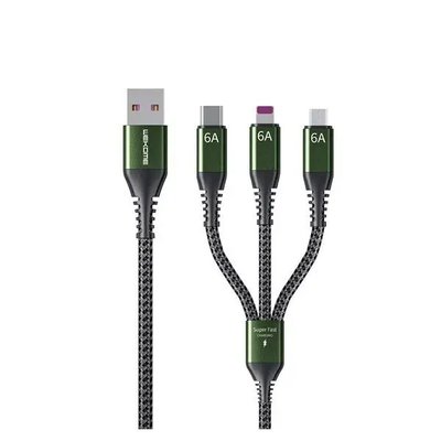Кабель WK WDC-170 Raython 3-in-1 USB - Lightning + micro USB + USB Type-C (M/M), 6 A, 1.2 м, Black (6941027631980) 6941027631980 фото