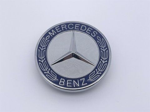Емблема-шильдик на капот Mercedes-Benz (Мерседес) 57 мм (A2048170616) (Синя) meb022 фото товару