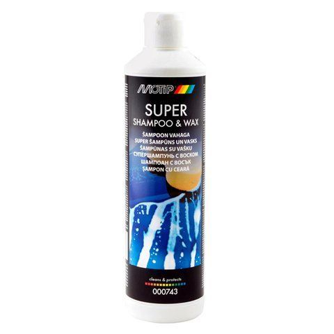 Автошампунь для очищення кузова MOTIP Super Shampoo & Wax з воском 500 мл (000743BS) 000743BS фото товару