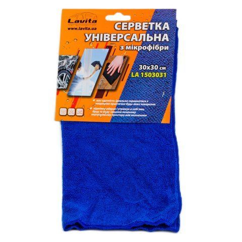 Серветка LAVITA мікрофібра 30 &times; 30 см синя (LA 1503031) LA 1503031 фото товару