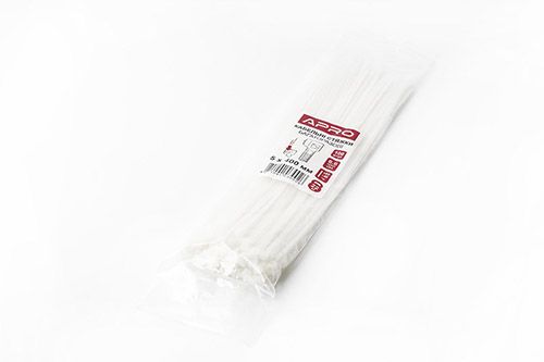 Кабельна стяжка багаторазова 5*400мм біла (пач 100шт) APRO STM-W5400 фото