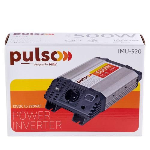 Перетворювач напруги PULSO/IMU-520/12V-220V/500W/USB-5VDC2.0A/мод.хвиля/клеми (IMU-520) IMU-520 фото