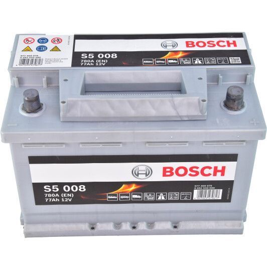 Акумулятор BOSCH 77Ah 12V S5008 R EN780 0092S50080 фото товару