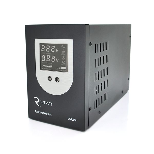 ИБП с правильной синусоидой Ritar SK-800VA (500W), DC:145-275V, LCD-дисплей, 2Shuko socket, 12V, под внешнюю батарею, ток заряда до 15А, Q2 Ritar SK-800VA (500W) фото