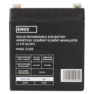 Акумуляторна батарея Emos B9679 12V 5AH (FAST.6.3 MM) AGM B9679 фото