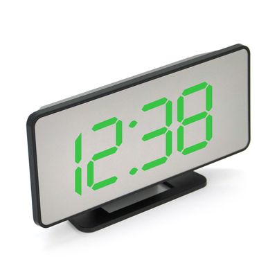 Електронний годинник VST-888Y Дзеркальний дисплей, з датчиком температури та вологості, будильник, живлення від кабелю USB, Green VST-888Y/G фото