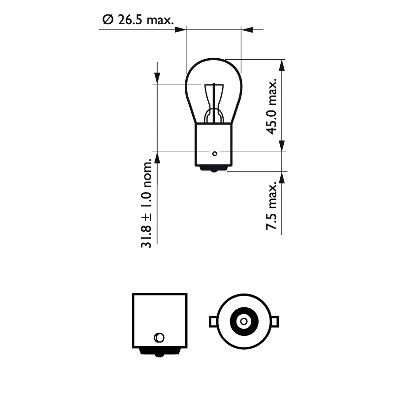 Лампа розжарювання P21W 12V 21W BA15s LongerLife EcoVision 2шт blister (вир-во Philips) 12498LLECOB2 фото