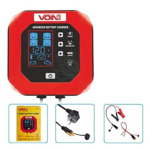 Зарядное устр-во VOIN VL-215 12&24V/15A/3-200AHR/LCD/Импульсное VL-215 фото товара
