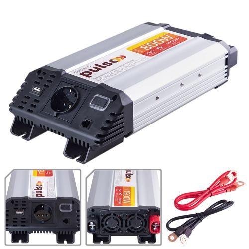 Перетворювач напруги PULSO/IMU-1520/12V-220V/1500W/USB-5VDC2.0A/мод.хвиля/клеми (IMU-1520) IMU-1520 фото