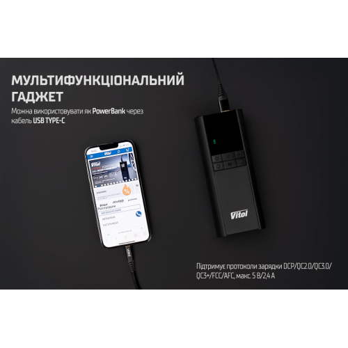 Компресор "ViTOL" K-35 3in1/7.4V/29.6wh/8000mAh/Повербанк/Ліхтар K-35 фото товару