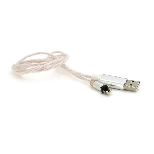 Магнітний кабель світиться USB 2.0 / Lighting, 1m, 2А, Silver, OEM 12519 фото