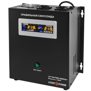 Джерело безперебійного живлення LogicPower LPY-W-PSW-2000VA+ (1400Вт)10A/20A, Lin.int., AVR, 2 х євро, метал, настінний LP4146 фото