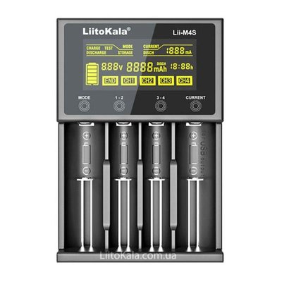 ЗП універсальний Liitokala Lii-M4S, 4 канала, 5V/Type-C, LED display, підтримуєLi-ion, 3.7V/1.2V AA/AAA 18650/26650/16340/14500/10440/18500 Lii-M4S фото