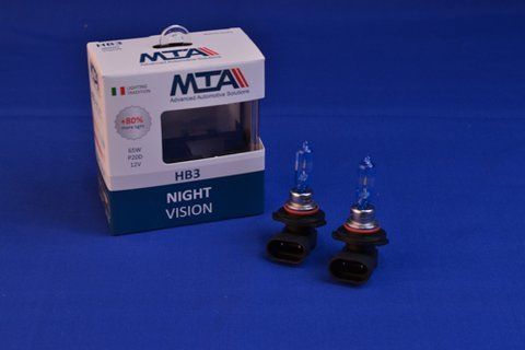 Лампа автомобильная HB3 12V 65W P20D NIGHT VISION +80% (2шт) (ближняя/дальняя, противотуманная) MTA 80016 NVB2 фото товара