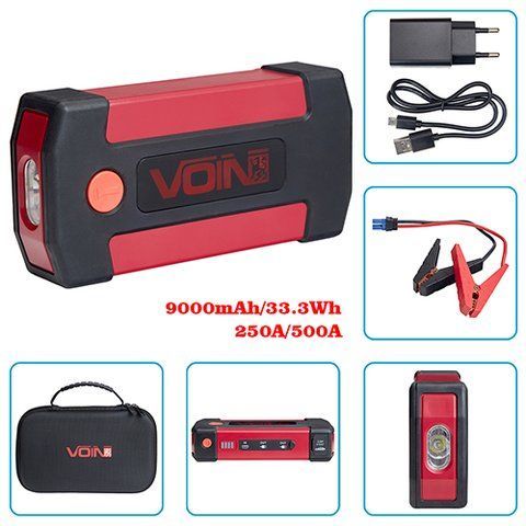 Пуско-зарядное устр-во VOIN JS-500 9000mAh/33,3Wh/12V START-250A/500A/фонарь JS-500 фото товара