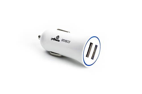 Автомобільний зарядний пристрій 2 USB (12 / 24V - 5V 2,1A) білий 12 Atelie 951803 фото