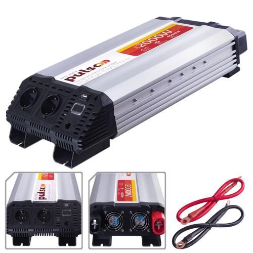 Перетворювач напруги PULSO/IMU-2024/24V-220V/2000W/USB-5VDC2.0A/мод.хвиля/клеми (IMU-2024) IMU-2024 фото