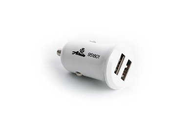 Автомобільний зарядний пристрій 2 USB (12/24V - 5V 2,1A) білий КОМПАКТ 12 Atelie 951801 фото