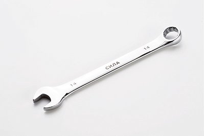 Ключ рожково-накидной полированный CrV 14мм СИЛА 201064 фото