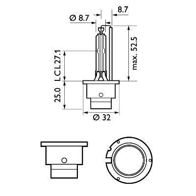 Автолампа Philips D2S 85V 35W 6000K P32D-2 / BLUEVISION ULTRA - ЯСКРАВИЙ БЛАКИТНИЙ КОЛІР 85122BVUC1 фото товару