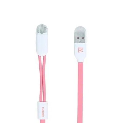 Кабель Remax RC-025t Gemini USB - Lightning + micro USB (M/M), 1 м, Pink (6954851251286) 6954851251286 фото
