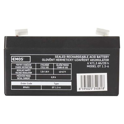 Акумуляторна батарея Emos B9651 6V 1.3AH (FAST.4.7 MM) AGM B9651 фото