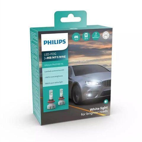 Комплект світлодіодних автоламп H8/H11/H16 LED 12/24V 9W 5800K PGJ19-1/2/3 FOG ULTINON PRO5100 2ШТ. 11366U51X2 фото товара