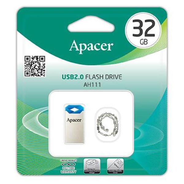 Флеш-накопичувач USB 32GB Apacer AH111 Silver/Blue (AP32GAH111U-1) AP32GAH111U-1 фото