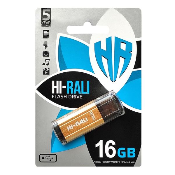 Флеш-накопичувач USB 16GB Hi-Rali Stark Series Gold (HI-16GBSTGD) HI-16GBSTGD фото