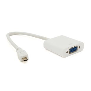 Конвертер micro HDMI (тато) на VGA (мама) 30cm, White, 4K / 2K, Пакет YT-C-mcHDMI(M)/VGA(F)-W фото