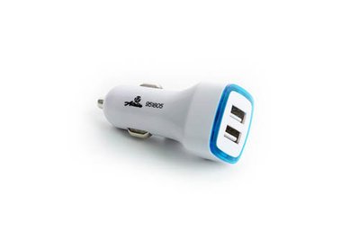 Автомобільний зарядний пристрій 2 USB (12 / 24V - 5V 2,1A) білий, форма квадрат 12 Atelie 951805 фото