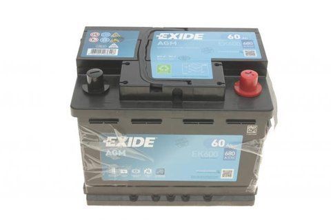 Акумулятор 60Ah-12v Exide AGM (242х175х190), R, EN680 EK600 фото товару