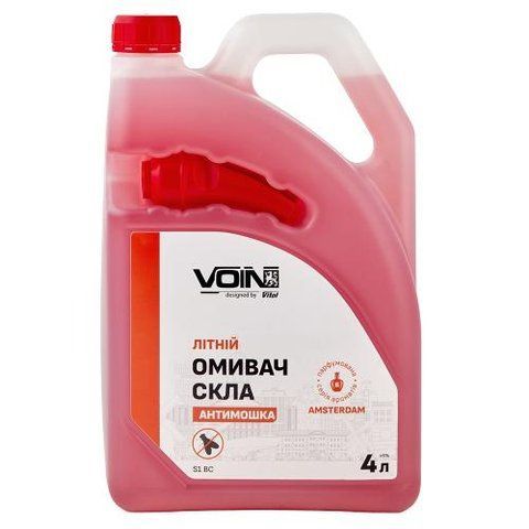 Омивач скла літний VOIN Амстердам 4л антімошка (каністра з лійкою) VOIN S1 BC фото товару