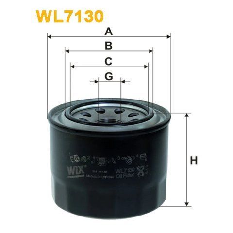 Фільтр оливи Honda Accord I (79-83), Ballade, Civic II, Civic III, CRX (Civic CRX), In Wix Filters (WL7130) WL7130 фото товару