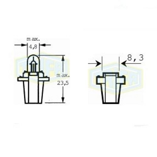 Лампа автомобільна з клиновидним цоколем Trifa 12V 1,2W BAX10s/B8,3d (02719) 02719 фото товару