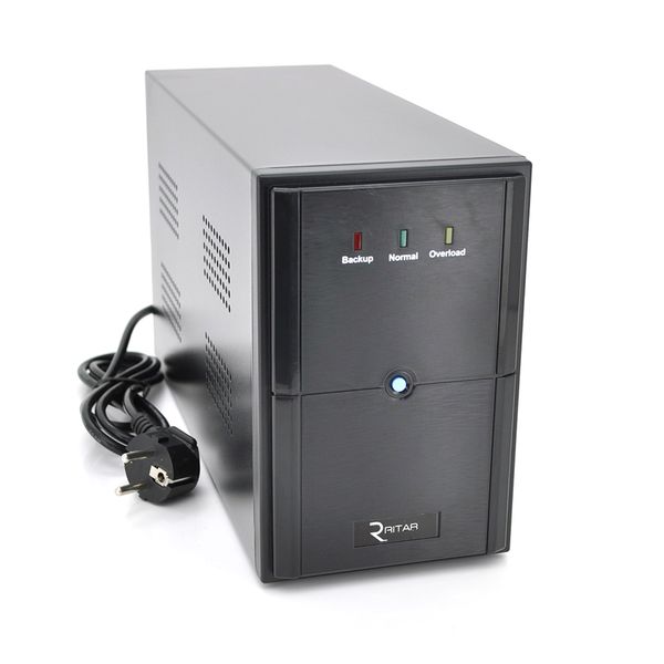 ДБЖ Ritar E-RTM600L-U (360W) ELF-L, LED, AVR, 2st, USB, 2xSCHUKO socket, 1x12V7Ah, metal Case Q4 (370*130*210) 4,8 кг (310*85*140) E-RTM600L-U фото