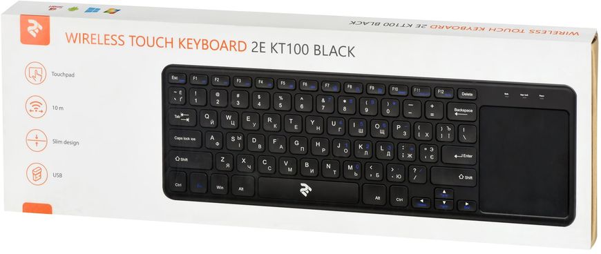 Клавіатура бездротова 2E KT100 WL Ukr Black (2E-KT100WB) 2E-KT100WB фото