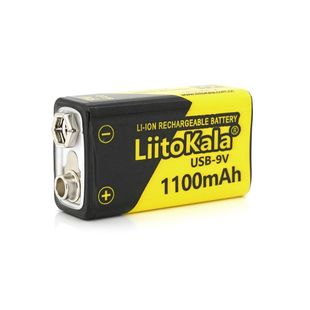 Акумулятор LiitoKala 9V/1100mAh, крона, USB вихід, NiMH Rechargeable Battery, 4 штуки в блістері ціна за штуку LiitoKala 9V/1100 фото