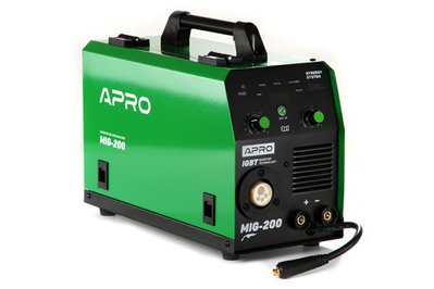 Зварювальний напівавтомат інверторний APRO MIG-200, 20-200А, ел.5мм, пр.0.8-1мм 5кг 2.5+1.5+3м 894561 фото