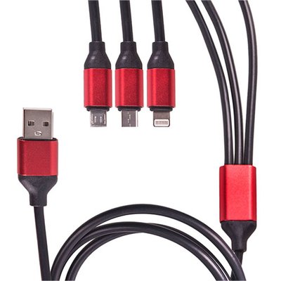 Кабель 3 в 1 USB - Micro USB/Apple/Type C (Black) (3 в 1 Bk) 3 в 1 Bk фото