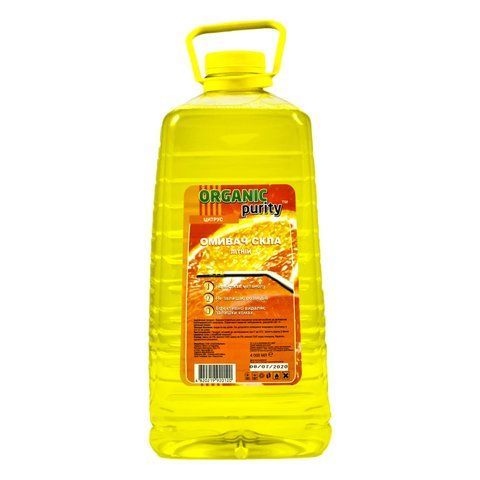 Омивач скла літній ORGANIC Рurity "Цитрус" 4 л (010110) Обзор -4л цитрус фото товару