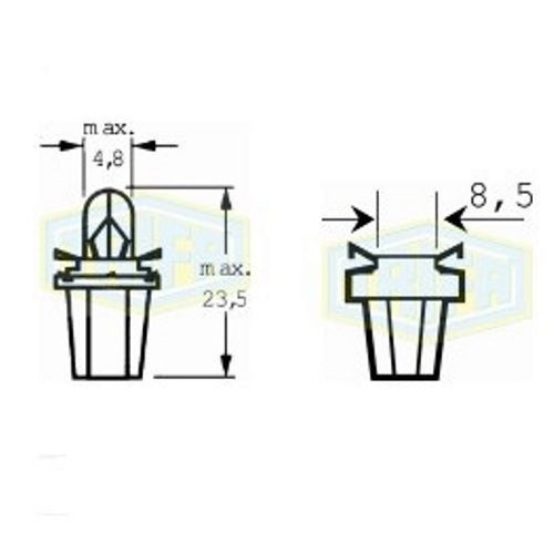 Лампа автомобільна з клиновидним цоколем Trifa 12V 1,2W BAX10d/B8,5d (02724) 02724 фото товару
