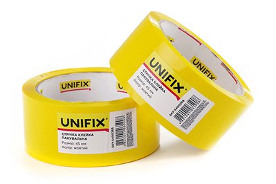 Стрічка клейка пакувальна жовта 45мм*200м SKW-5400266 UNIFIX SKY-5400266 фото
